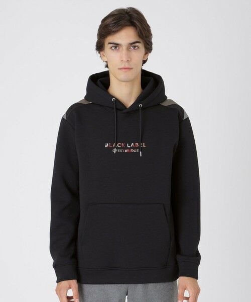 BLUE LABEL / BLACK LABEL CRESTBRIDGE / ブルーレーベル / ブラックレーベル・クレストブリッジ  カットソー | 【一部店舗限定】ショルダーチェックロゴフーディー（ブラック）