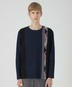 BLUE LABEL / BLACK LABEL CRESTBRIDGE / ブルーレーベル / ブラックレーベル・クレストブリッジ  カットソー | 【一部店舗限定】チェックストライプパッチワークニットソー