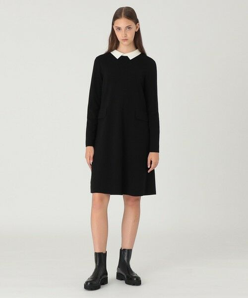 BLUE LABEL / BLACK LABEL CRESTBRIDGE / ブルーレーベル / ブラックレーベル・クレストブリッジ  ドレス | 襟付きニットドレス（ブラック）