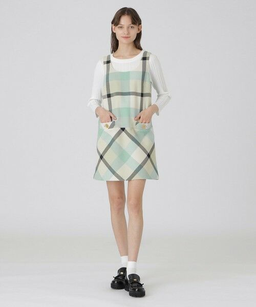 BLUE LABEL / BLACK LABEL CRESTBRIDGE / ブルーレーベル / ブラックレーベル・クレストブリッジ  ドレス | 【一部店舗限定】クレストブリッジチェックツィードワンピース（グリーン1）