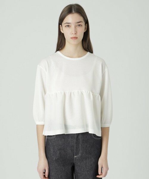 BLUE LABEL / BLACK LABEL CRESTBRIDGE / ブルーレーベル / ブラックレーベル・クレストブリッジ  ニット・セーター | 【一部店舗限定】ドライレーヨンペプラムニット（ホワイト）