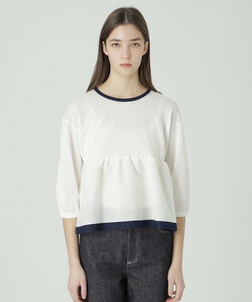 BLUE LABEL / BLACK LABEL CRESTBRIDGE / ブルーレーベル / ブラックレーベル・クレストブリッジ  ニット・セーター | 【一部店舗限定】ドライレーヨンペプラムニット（オフホワイト1）