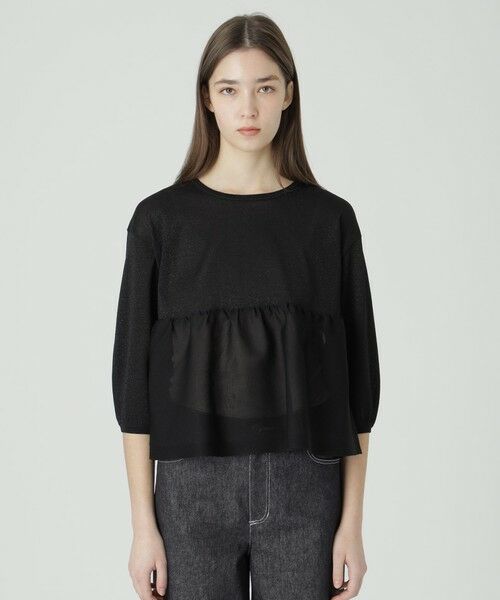 BLUE LABEL / BLACK LABEL CRESTBRIDGE / ブルーレーベル / ブラックレーベル・クレストブリッジ  ニット・セーター | 【一部店舗限定】ドライレーヨンペプラムニット（ブラック）