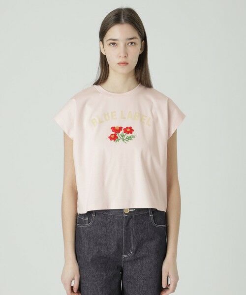 BLUE LABEL / BLACK LABEL CRESTBRIDGE / ブルーレーベル / ブラックレーベル・クレストブリッジ  カットソー | 【一部店舗限定】フラワービーズ刺しゅうフレンチカットソー（ピンク1）