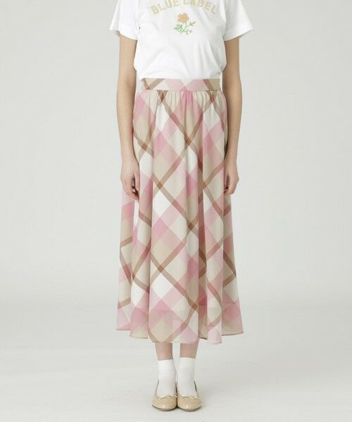 BLUE LABEL / BLACK LABEL CRESTBRIDGE / ブルーレーベル / ブラックレーベル・クレストブリッジ  ミニ・ひざ丈スカート | 【一部店舗限定】クレストブリッジチェックシアーポプリンスカート（ピンク6）