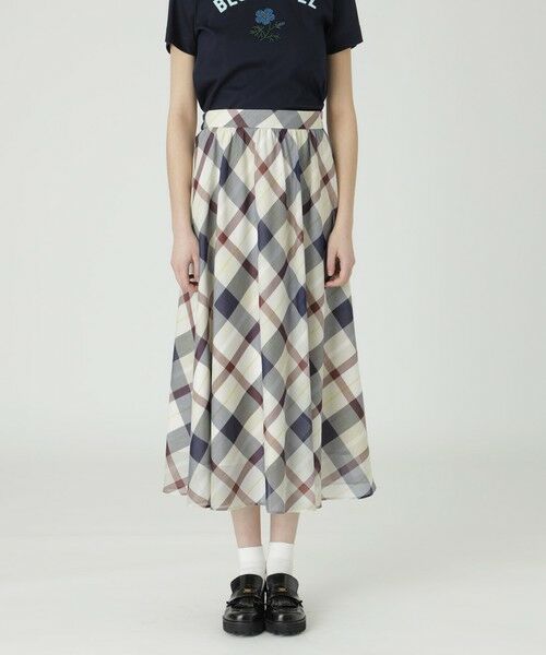 BLUE LABEL / BLACK LABEL CRESTBRIDGE / ブルーレーベル / ブラックレーベル・クレストブリッジ  ミニ・ひざ丈スカート | 【一部店舗限定】クレストブリッジチェックシアーポプリンスカート（ベージュ3）
