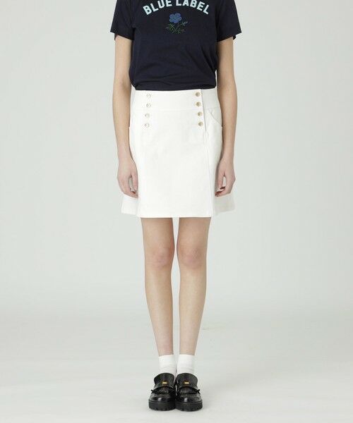 BLUE LABEL / BLACK LABEL CRESTBRIDGE / ブルーレーベル / ブラックレーベル・クレストブリッジ  ミニ・ひざ丈スカート | 【一部店舗限定】ストレッチデニムスカート（ホワイト）