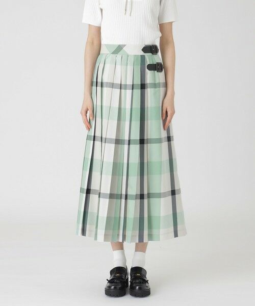 BLUE LABEL / BLACK LABEL CRESTBRIDGE / ブルーレーベル / ブラックレーベル・クレストブリッジ  ミニ・ひざ丈スカート | 【店舗限定】クレストブリッジチェックライトツイルスカート（グリーン1）