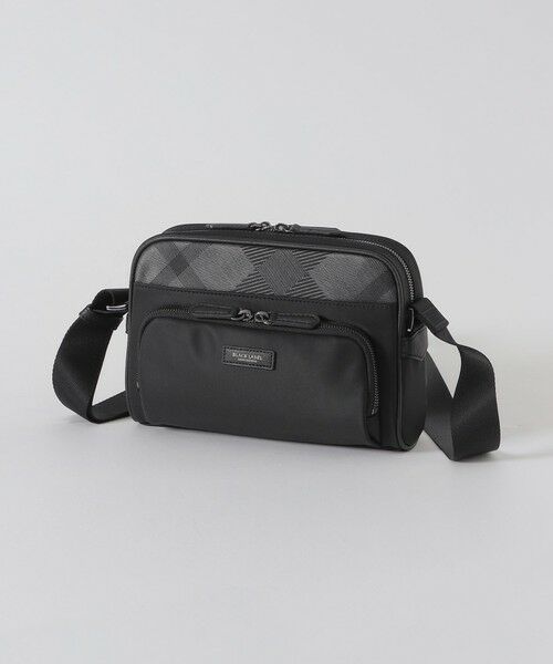 BLUE LABEL / BLACK LABEL CRESTBRIDGE / ブルーレーベル / ブラックレーベル・クレストブリッジ  ショルダーバッグ | ナイロンコンビカルゼシャドークレストブリッジチェックビジネスショルダーバッグ（ブラック）