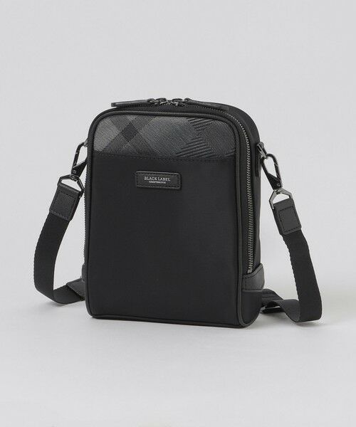BLUE LABEL / BLACK LABEL CRESTBRIDGE / ブルーレーベル / ブラックレーベル・クレストブリッジ  ショルダーバッグ | ナイロンコンビカルゼシャドークレストブリッジチェックビジネスミニクロスボディバッグ（ブラック）