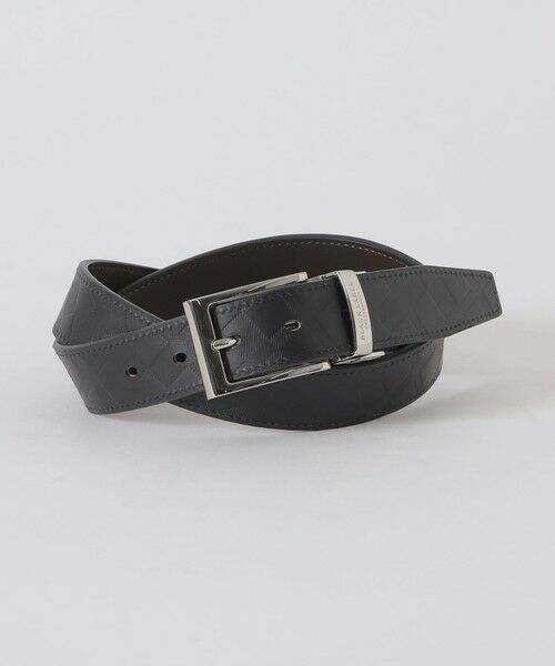 BLUE LABEL / BLACK LABEL CRESTBRIDGE / ブルーレーベル / ブラックレーベル・クレストブリッジ  ベルト・サスペンダー | エンボスクレストブリッジチェックリバーシブルベルト（グレー4）