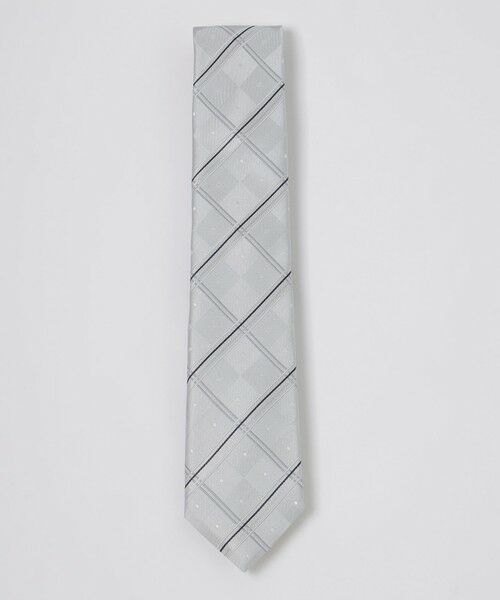 BLUE LABEL / BLACK LABEL CRESTBRIDGE / ブルーレーベル / ブラックレーベル・クレストブリッジ  ネクタイ | サテンドットコンビチェックタイ（グレー1）