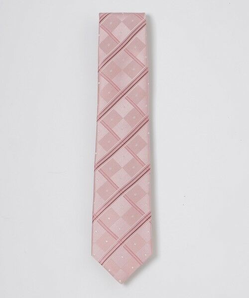 BLUE LABEL / BLACK LABEL CRESTBRIDGE / ブルーレーベル / ブラックレーベル・クレストブリッジ  ネクタイ | サテンドットコンビチェックタイ（ピンク3）