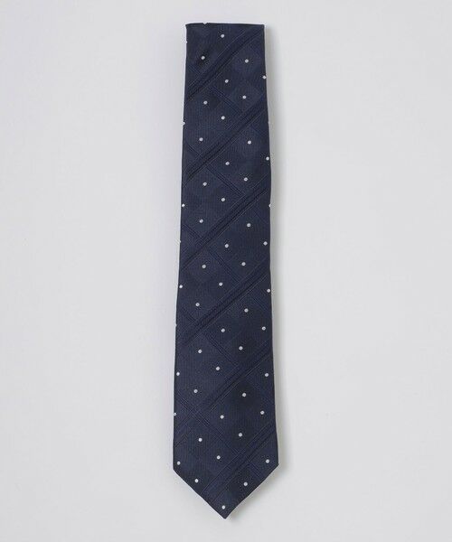 BLUE LABEL / BLACK LABEL CRESTBRIDGE / ブルーレーベル / ブラックレーベル・クレストブリッジ  ネクタイ | サテンドットコンビチェックタイ（ネイビー1）