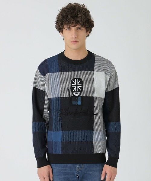 BLUE LABEL / BLACK LABEL CRESTBRIDGE / ブルーレーベル / ブラックレーベル・クレストブリッジ ニット・セーター | ガーズマンクレストブリッジチェックニット(ネイビー1)