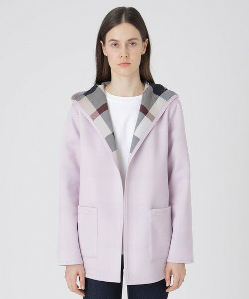 BLUE LABEL / BLACK LABEL CRESTBRIDGE / ブルーレーベル / ブラックレーベル・クレストブリッジ  その他アウター | クレストブリッジチェックリバーシブルダンボールミディ丈コーディガン（ラベンダー）