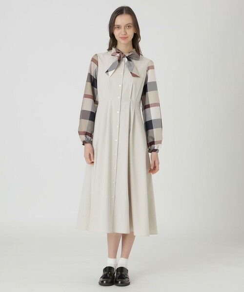 BLUE LABEL / BLACK LABEL CRESTBRIDGE / ブルーレーベル / ブラックレーベル・クレストブリッジ  ドレス | チェックスリーブドレス（ベージュ3）