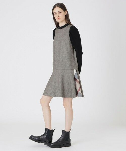 BLUE LABEL / BLACK LABEL CRESTBRIDGE / ブルーレーベル / ブラックレーベル・クレストブリッジ  ドレス | ツイードドッキングドレス（ブラック）