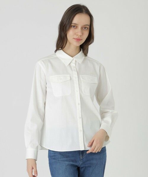 BLUE LABEL / BLACK LABEL CRESTBRIDGE / ブルーレーベル / ブラックレーベル・クレストブリッジ  シャツ・ブラウス | ライトスラブシャンブレーシャツブラウス（ホワイト）