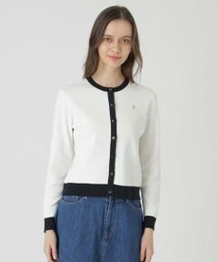 コットンポリエステルニットカーディガン