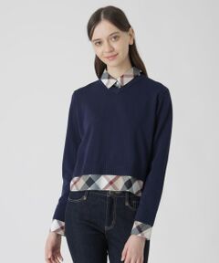 BLUE LABEL / BLACK LABEL CRESTBRIDGE / ブルーレーベル / ブラックレーベル・クレストブリッジ  ニット・セーター | コットンナイロンレイヤードニットプルオーバー