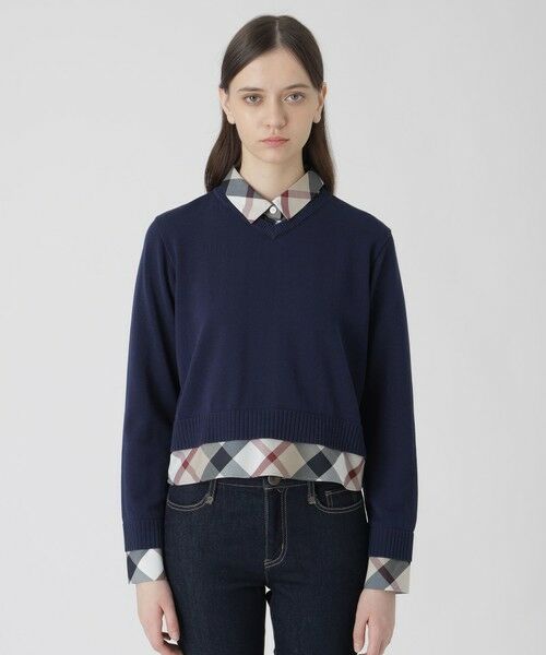 BLUE LABEL / BLACK LABEL CRESTBRIDGE / ブルーレーベル / ブラックレーベル・クレストブリッジ  ニット・セーター | コットンナイロンレイヤードニットプルオーバー | 詳細14