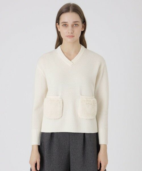 BLUE LABEL / BLACK LABEL CRESTBRIDGE / ブルーレーベル / ブラックレーベル・クレストブリッジ  ニット・セーター | ラムズウールニットプルオーバー（オフホワイト1）