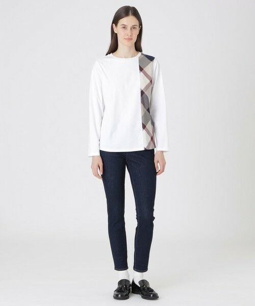 BLUE LABEL / BLACK LABEL CRESTBRIDGE / ブルーレーベル / ブラックレーベル・クレストブリッジ  カットソー | シルケットスムースパーシャルチェックロングスリーブＴシャツ | 詳細1