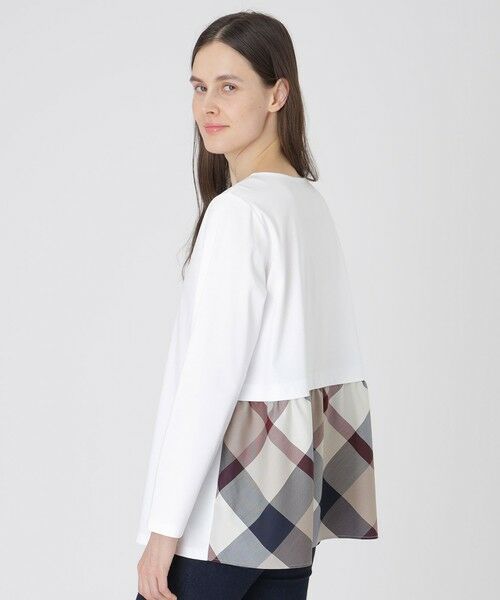BLUE LABEL / BLACK LABEL CRESTBRIDGE / ブルーレーベル / ブラックレーベル・クレストブリッジ  カットソー | シルケットスムースバックチェックロングスリーブTシャツ（オフホワイト1）