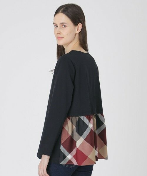 BLUE LABEL / BLACK LABEL CRESTBRIDGE / ブルーレーベル / ブラックレーベル・クレストブリッジ  カットソー | シルケットスムースバックチェックロングスリーブTシャツ（ブラック）