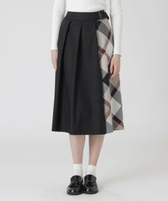 BLUE LABEL / BLACK LABEL CRESTBRIDGE / ブルーレーベル / ブラックレーベル・クレストブリッジ  ミニ・ひざ丈スカート | シャルマンストレッチツイルフロントプリーツスカート
