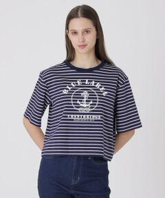 BLUE LABEL / BLACK LABEL CRESTBRIDGE / ブルーレーベル / ブラックレーベル・クレストブリッジ  カットソー | プレーティングシルケットスムースグラフィックロゴTシャツ