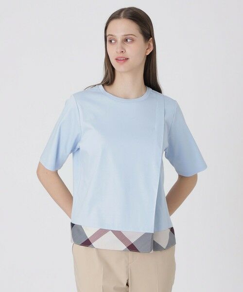 BLUE LABEL / BLACK LABEL CRESTBRIDGE / ブルーレーベル / ブラックレーベル・クレストブリッジ  カットソー | シルケットスムースタックTシャツ（サックス3）