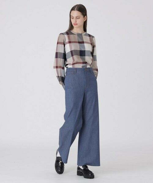 BLUE LABEL / BLACK LABEL CRESTBRIDGE / ブルーレーベル / ブラックレーベル・クレストブリッジ  その他パンツ | 【一部店舗限定】スラブシャンブレーワイドパンツ | 詳細1