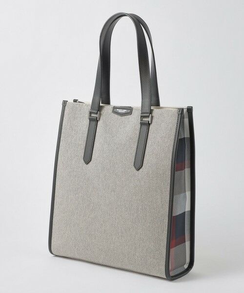 BLUE LABEL / BLACK LABEL CRESTBRIDGE / ブルーレーベル / ブラックレーベル・クレストブリッジ  ショルダーバッグ | シャンブレーキャンバスサイドクレストブリッジチェックトートバッグ（オフホワイト2）