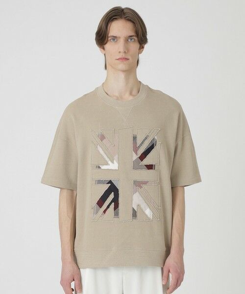 BLUE LABEL / BLACK LABEL CRESTBRIDGE / ブルーレーベル / ブラックレーベル・クレストブリッジ カットソー | ユニオンジャックパッチワークハーフスリーブスウェットシャツ(ベージュ5)