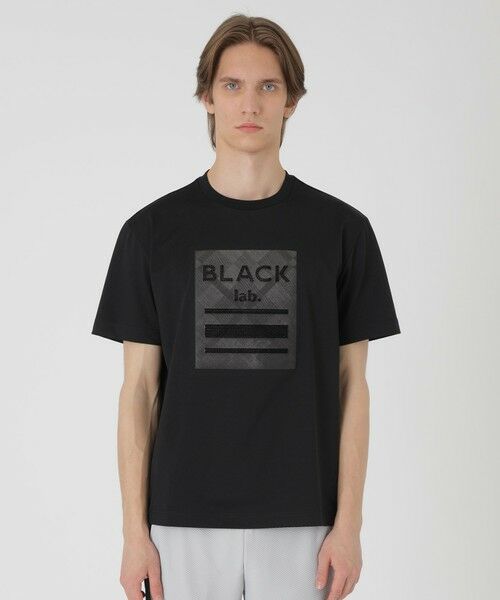 BLUE LABEL / BLACK LABEL CRESTBRIDGE / ブルーレーベル / ブラックレーベル・クレストブリッジ  カットソー | 【BLACK lab.】テクスチャーミックスグラフィックTシャツ（ブラック）
