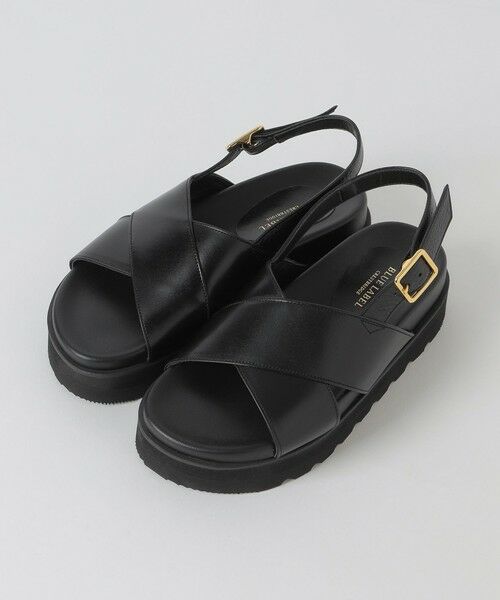 BLUE LABEL / BLACK LABEL CRESTBRIDGE / ブルーレーベル / ブラックレーベル・クレストブリッジ  フラットシューズ | クロスベルトサンダル（ブラック）