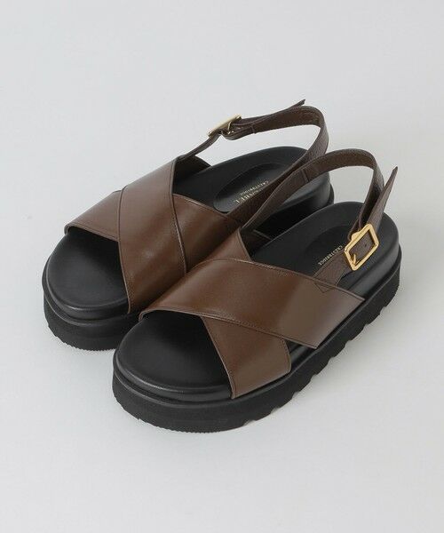 BLUE LABEL / BLACK LABEL CRESTBRIDGE / ブルーレーベル / ブラックレーベル・クレストブリッジ  フラットシューズ | クロスベルトサンダル（ブラウン1）