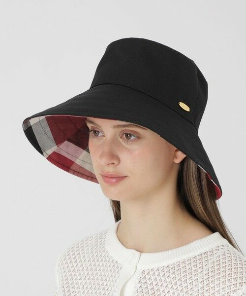 BLUE LABEL / BLACK LABEL CRESTBRIDGE / ブルーレーベル / ブラックレーベル・クレストブリッジ  キャップ | 【UVカット】つば広リバーシブルバケットハット（ブラック）