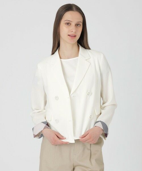 BLUE LABEL / BLACK LABEL CRESTBRIDGE / ブルーレーベル / ブラックレーベル・クレストブリッジ  その他アウター | 【接触冷感】【吸水速乾】【防シワ】ショートジャケット（オフホワイト1）