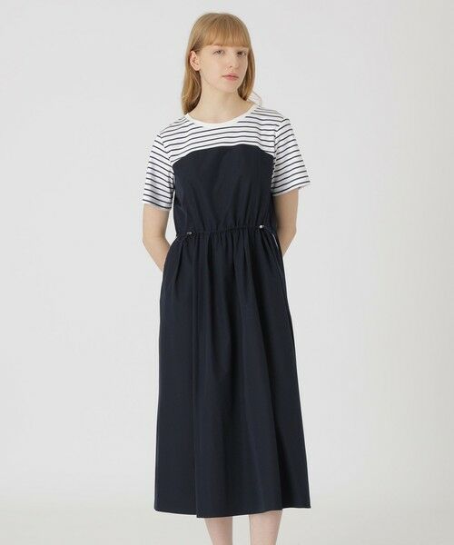 BLUE LABEL / BLACK LABEL CRESTBRIDGE / ブルーレーベル / ブラックレーベル・クレストブリッジ  ドレス | 【予約販売】ストレッチプルーフクロスカットコンビドレス（ネイビー3）