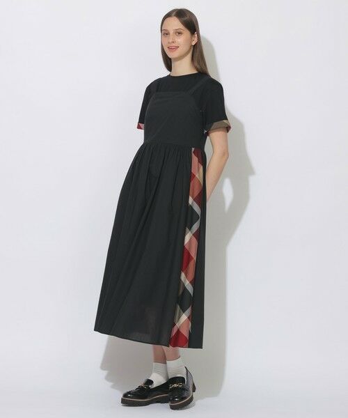 BLUE LABEL / BLACK LABEL CRESTBRIDGE / ブルーレーベル / ブラックレーベル・クレストブリッジ  ドレス | 【WEB限定】サイドパーシャルチェックジャンパードレス（ブラック）