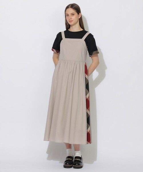 BLUE LABEL / BLACK LABEL CRESTBRIDGE / ブルーレーベル / ブラックレーベル・クレストブリッジ  ドレス | 【WEB限定】サイドパーシャルチェックジャンパードレス（ベージュ1）