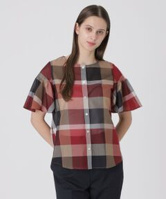 BLUE LABEL / BLACK LABEL CRESTBRIDGE / ブルーレーベル / ブラックレーベル・クレストブリッジ  シャツ・ブラウス | クレストブリッジチェックシアーボイルフリルスリーブブラウス