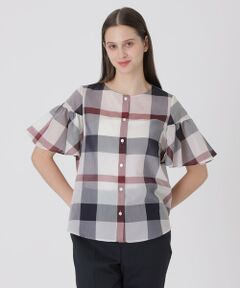 BLUE LABEL / BLACK LABEL CRESTBRIDGE / ブルーレーベル / ブラックレーベル・クレストブリッジ  シャツ・ブラウス | クレストブリッジチェックシアーボイルフリルスリーブブラウス