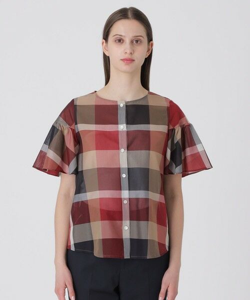 BLUE LABEL / BLACK LABEL CRESTBRIDGE / ブルーレーベル / ブラックレーベル・クレストブリッジ  シャツ・ブラウス | クレストブリッジチェックシアーボイルフリルスリーブブラウス | 詳細8