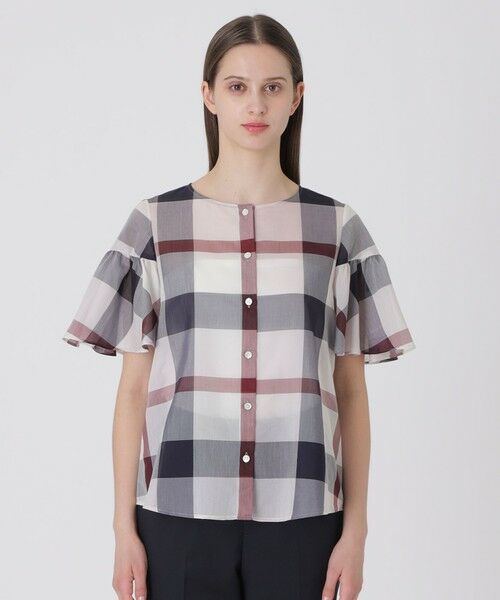 BLUE LABEL / BLACK LABEL CRESTBRIDGE / ブルーレーベル / ブラックレーベル・クレストブリッジ  シャツ・ブラウス | クレストブリッジチェックシアーボイルフリルスリーブブラウス | 詳細14
