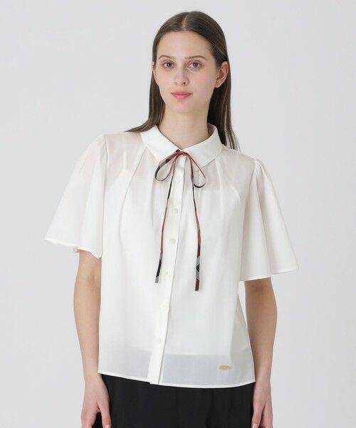 BLUE LABEL / BLACK LABEL CRESTBRIDGE / ブルーレーベル / ブラックレーベル・クレストブリッジ  シャツ・ブラウス | 【取扱店舗限定】オーガンジーブラウス（ホワイト）