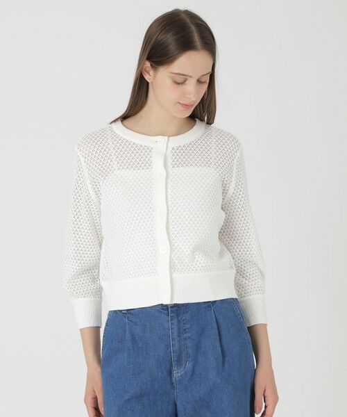 BLUE LABEL / BLACK LABEL CRESTBRIDGE / ブルーレーベル / ブラックレーベル・クレストブリッジ  ニット・セーター | 【予約販売】格子レースカーディガン（ホワイト）